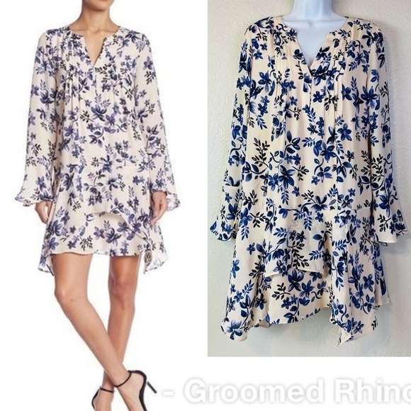 Parker Floral Bell Sleeve Tunic Dress Size M - Picture 1 of 10